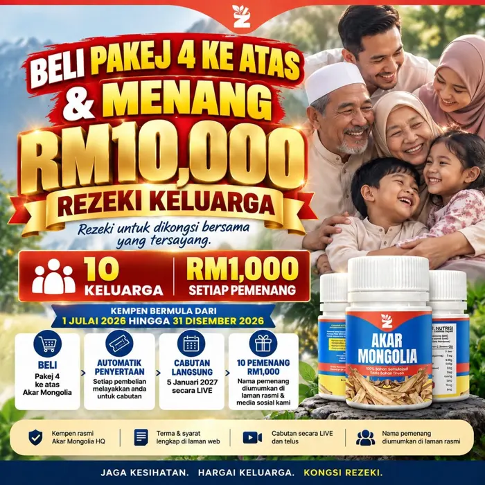 Beli pakej 4 ke atas dan menang RM10,000, 10 keluarga RM1,000 setiap pemenang, cabutan langsung 5 Januari 2027